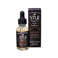 driftwood scented beard oil with packaging