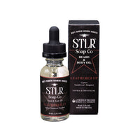 leathered up scented beard oil with packaging