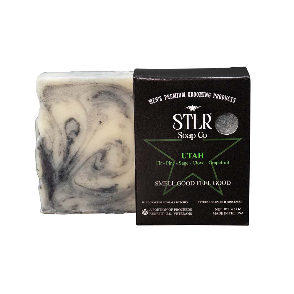 utah scented soap next to soap packaging