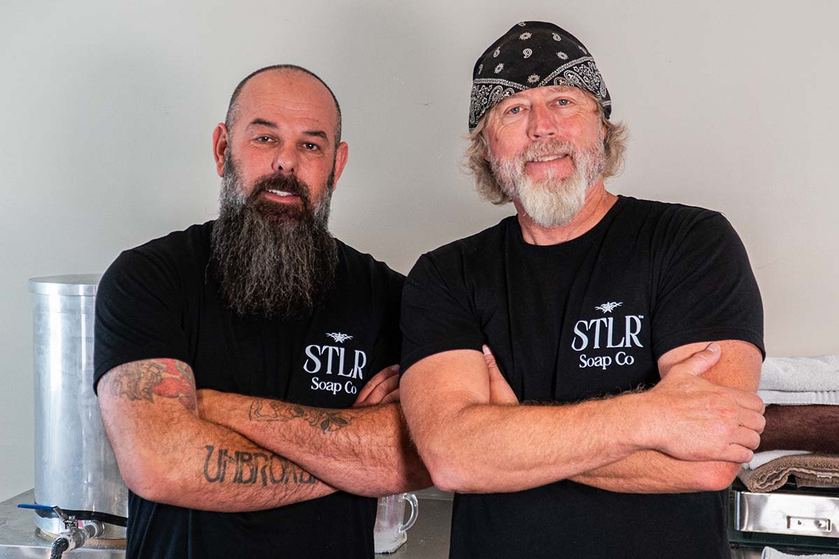 A portrait image of the co-founders of STLR Soap Co.
