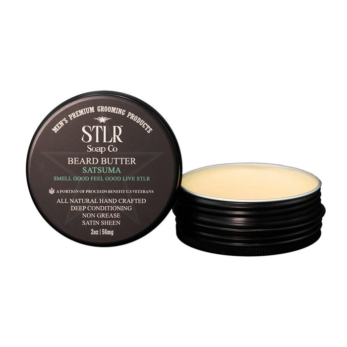 satsuma scented beard butter with packaging